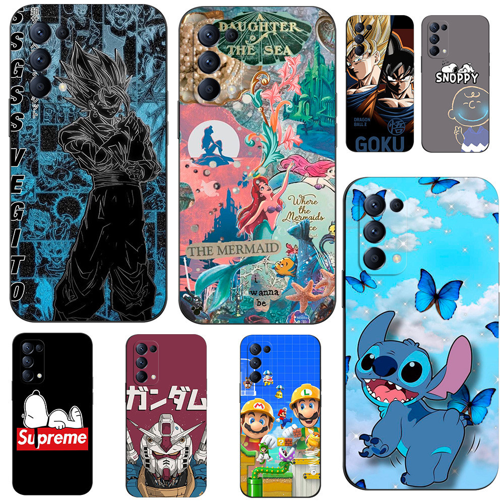 Capa Protetora Para OPPO RENO 6 PRO 5G snapdragon 870 Versão Telefone De Silicone Macio Preto Tpu Mario goku Sereia Princesa