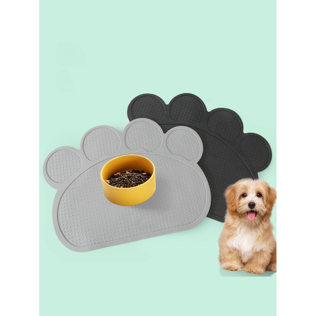 Tapete Patinha Pet Apoio Comedouro Ração Agua Banheiro Cães Cinza