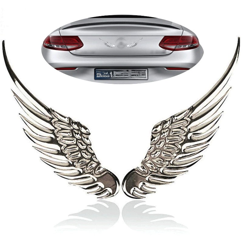 1 Par 3D Estéreo Autocolante De Carroceria Asas De Anjo Emblema Estilo Metal Zinco Liga De