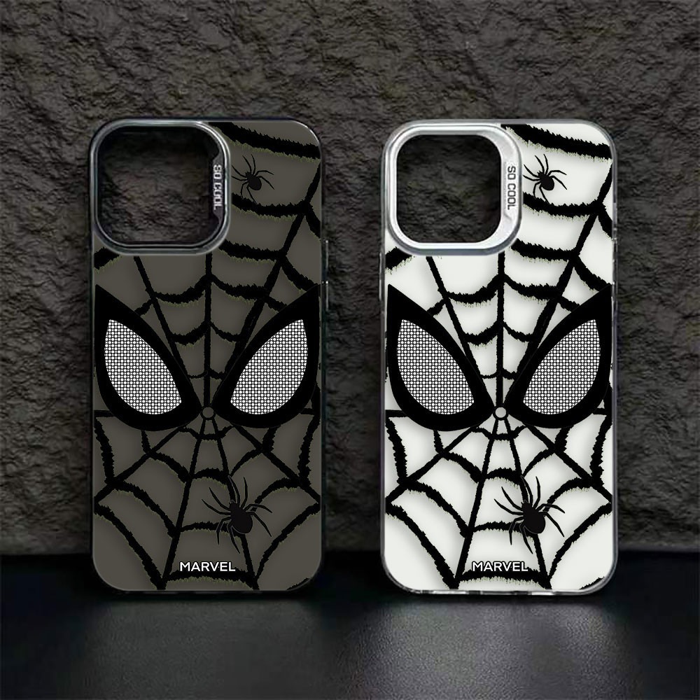 Linha Preta Marvel Homem-Aranha Veneno Grande Furo Matte Laser Capa De Silicone Para Celular Samsung Galaxy S24 Ultra S23 FE S22 S21 S20 S30 Plus 4G 5G