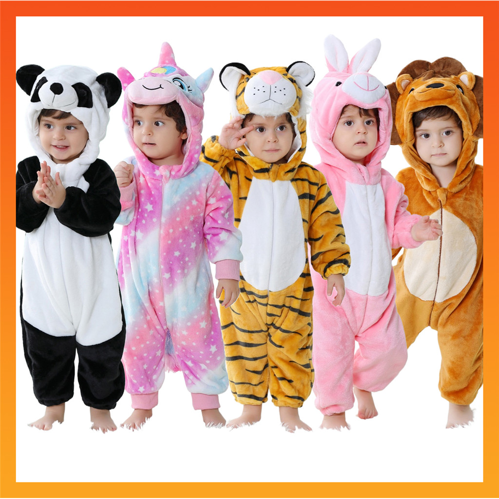 Bebê Kigurumi Tigre Panda Unicórnio Leão Dos Desenhos Animados Macacão Infantil Crianças Animais Macacões Meninas Menino