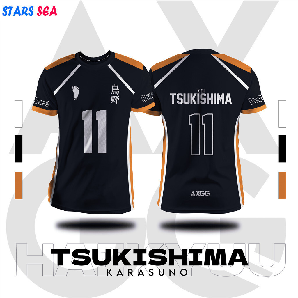 Haikyuu Karasuno Tsukishima Anime Verão Nova Moda Camiseta De Manga Curta em Oferta na Shopee