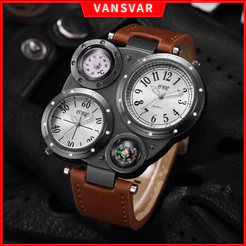 1PC Masculino Relógios De Quartzo Grande Mostrador Esporte Pulso Moda Casual Pulseira De Couro Relógio Para Homem (Sem C