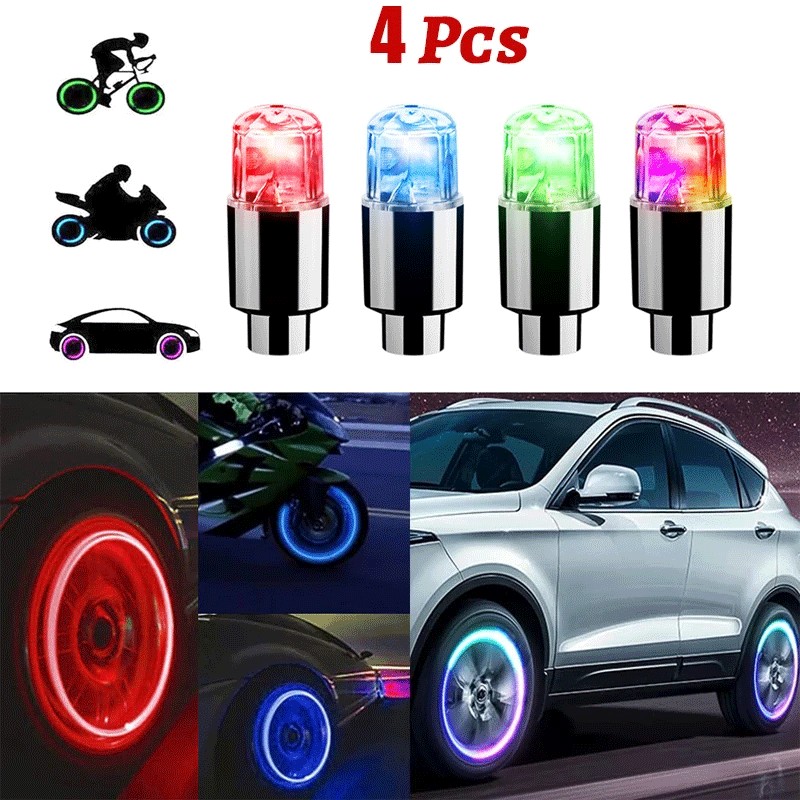 Luzes LED Coloridas De Roda De Leds Tampas De Válvula De Pneus De Carro Neon Lâmpada De Universal Motocicleta Bicicleta Auto Exterior em Oferta na Shopee
