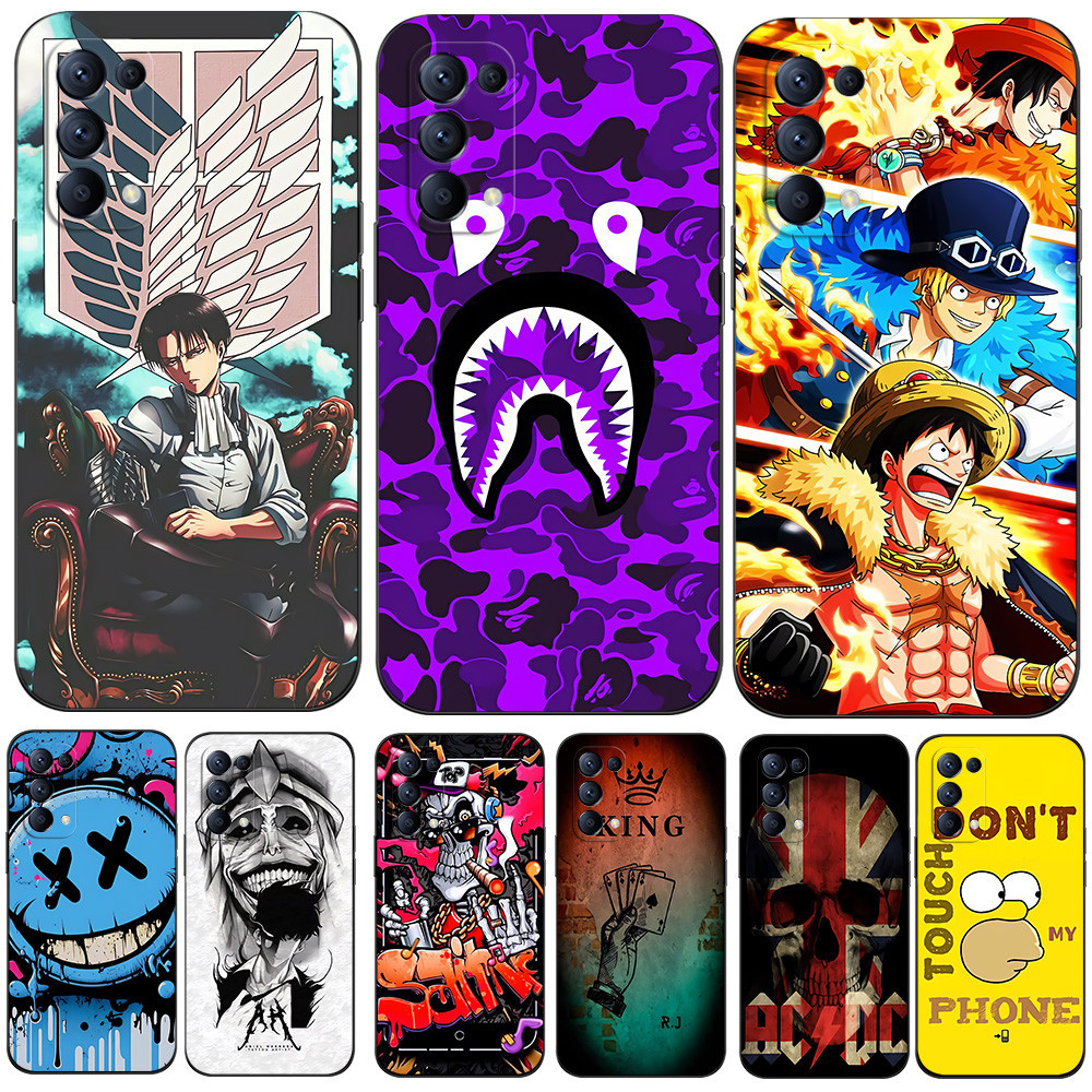 Capa Protetora Para OPPO RENO 6 PRO 5G snapdragon 870 Versão Telefone De Silicone Macio Preto Tpu Attack On Titan Camuflage shark