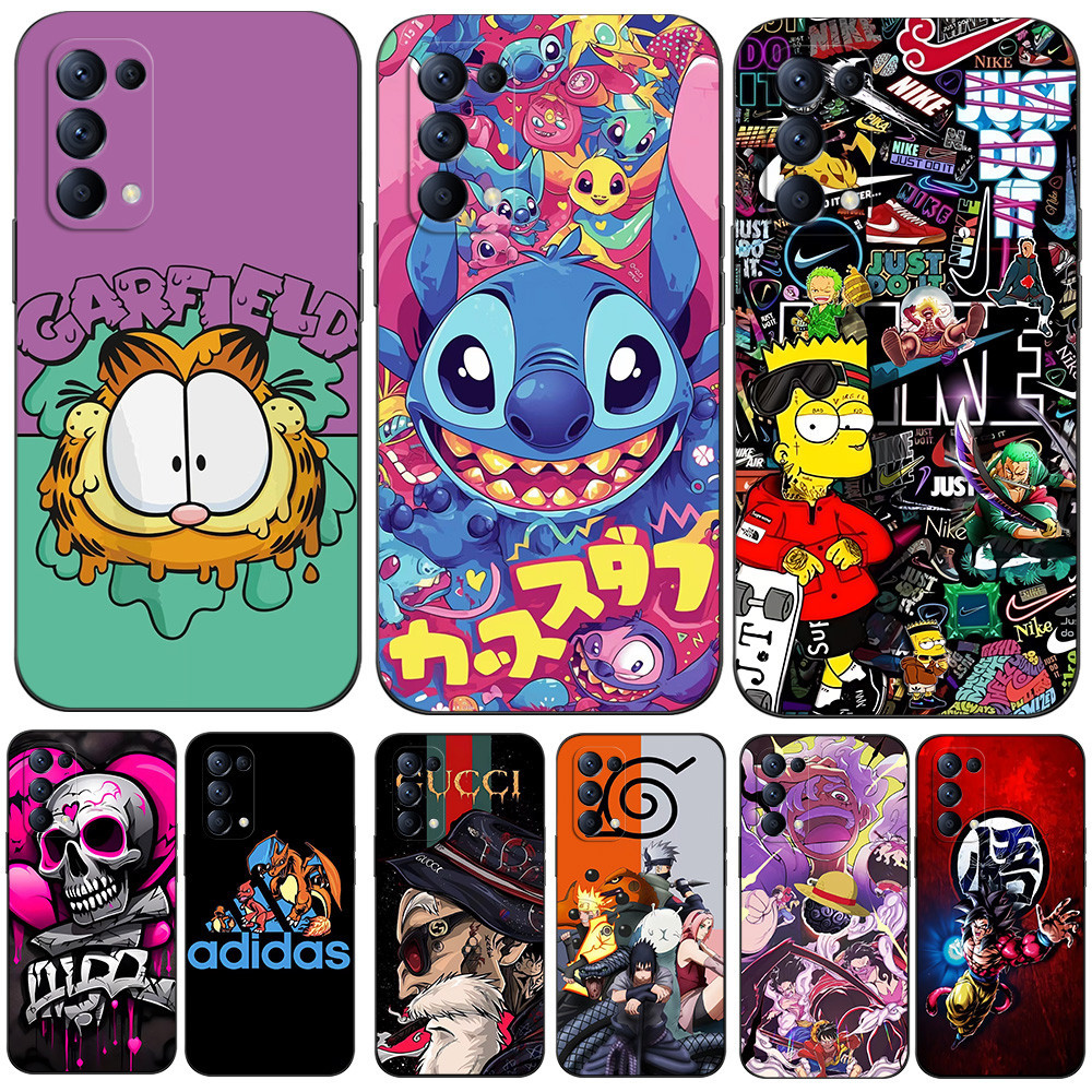 Capa Protetora Para OPPO RENO 6 PRO 5G snapdragon 870 Versão Telefone De Silicone Macio Preto Tpu Funny Garfield Stitch Super Hero