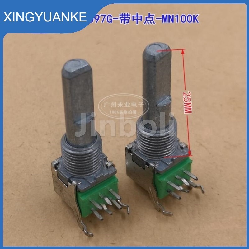 1 Pçs/Lote RK097G Horizontal Duplo 6Pins 100K MN100K Com Midpoint Rotativo Potenciômetro De Equilíbrio Ajustável Meio Ei