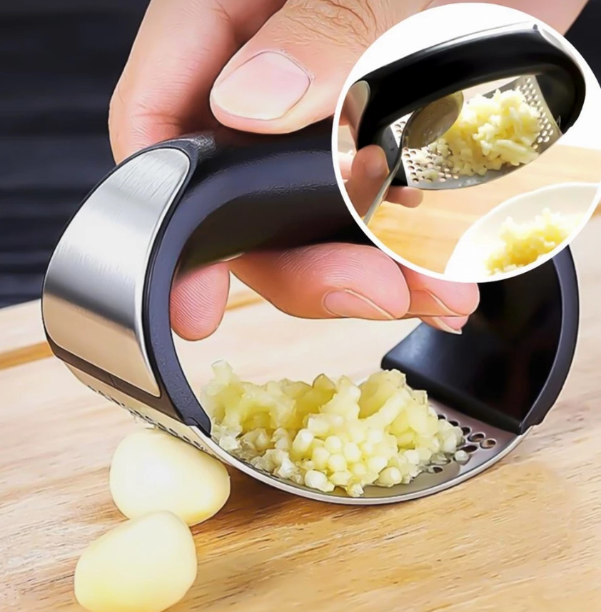 Espremedor Amassador Triturador de Alho em Aço Inox e ABS Multiuso Manual Cozinha Utilidade Legumes