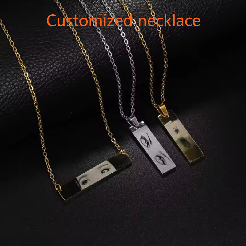 Personalizado DIY Laser Gravado Olho Colar Masculino Feminino Jóias Amante Presentes Família Accessiores