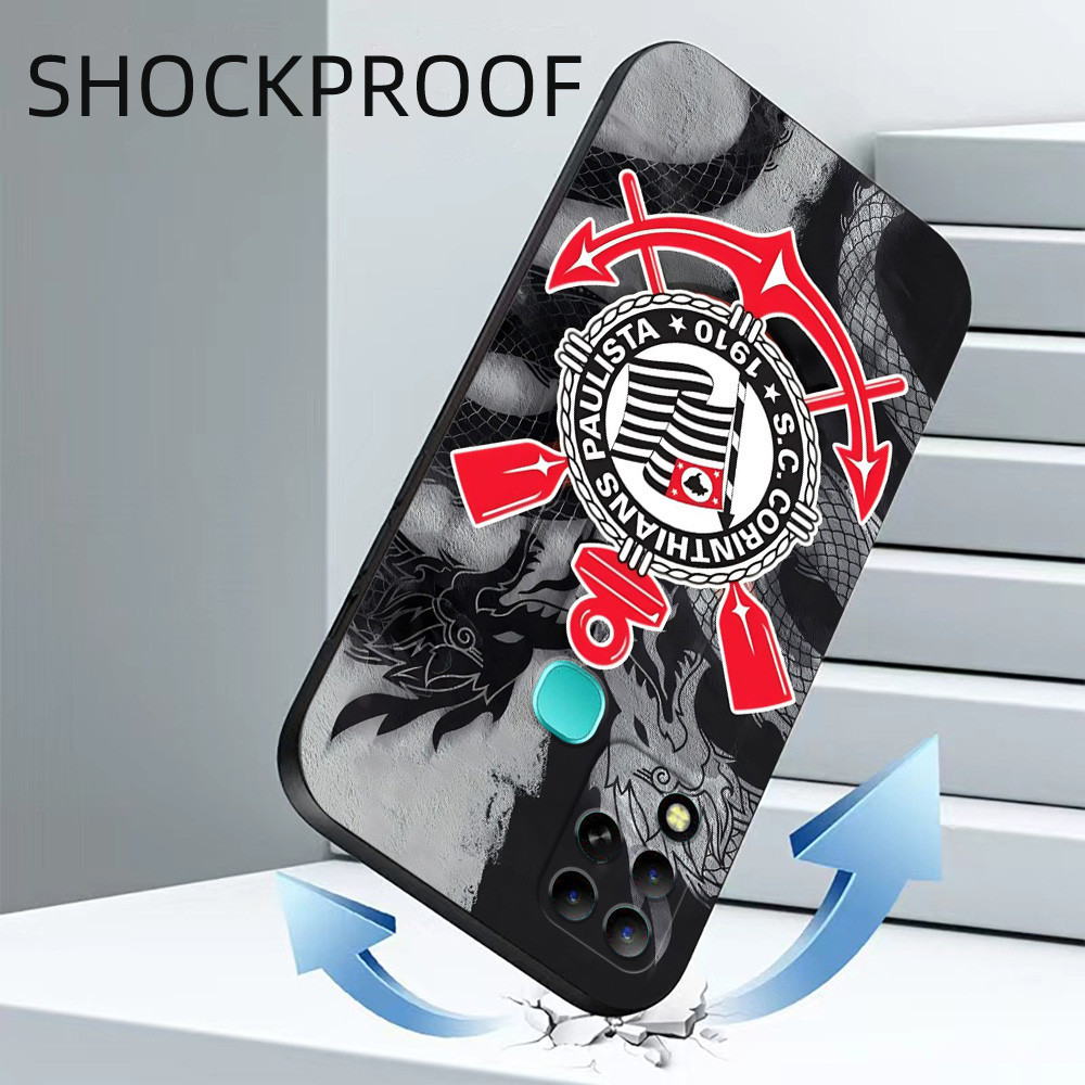 Estojo Para infinix HOT 11 G37 Silicon Phone Cover Preto tpu Sport Club Corinthians Paulista Team Logotipo
