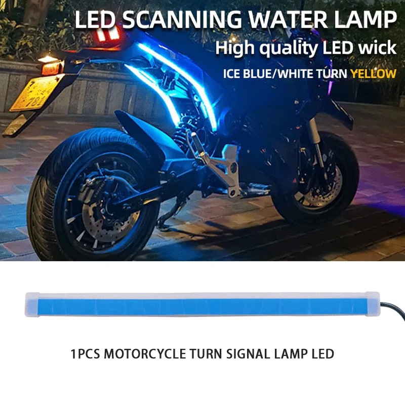 1pc Motocicleta LED DRL Luz De Circulação Diurna Fita De Fluxo Amarelo Sinalização De Giro Traseira Flexível Para em Oferta na Shopee