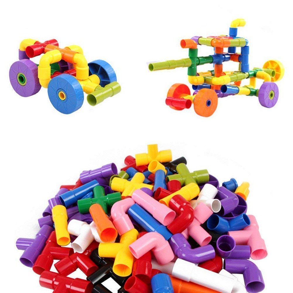 JS Brinquedo De Montar Interativo Plastico Blocos Infantil Coloridos Tubos Canos Encaixar