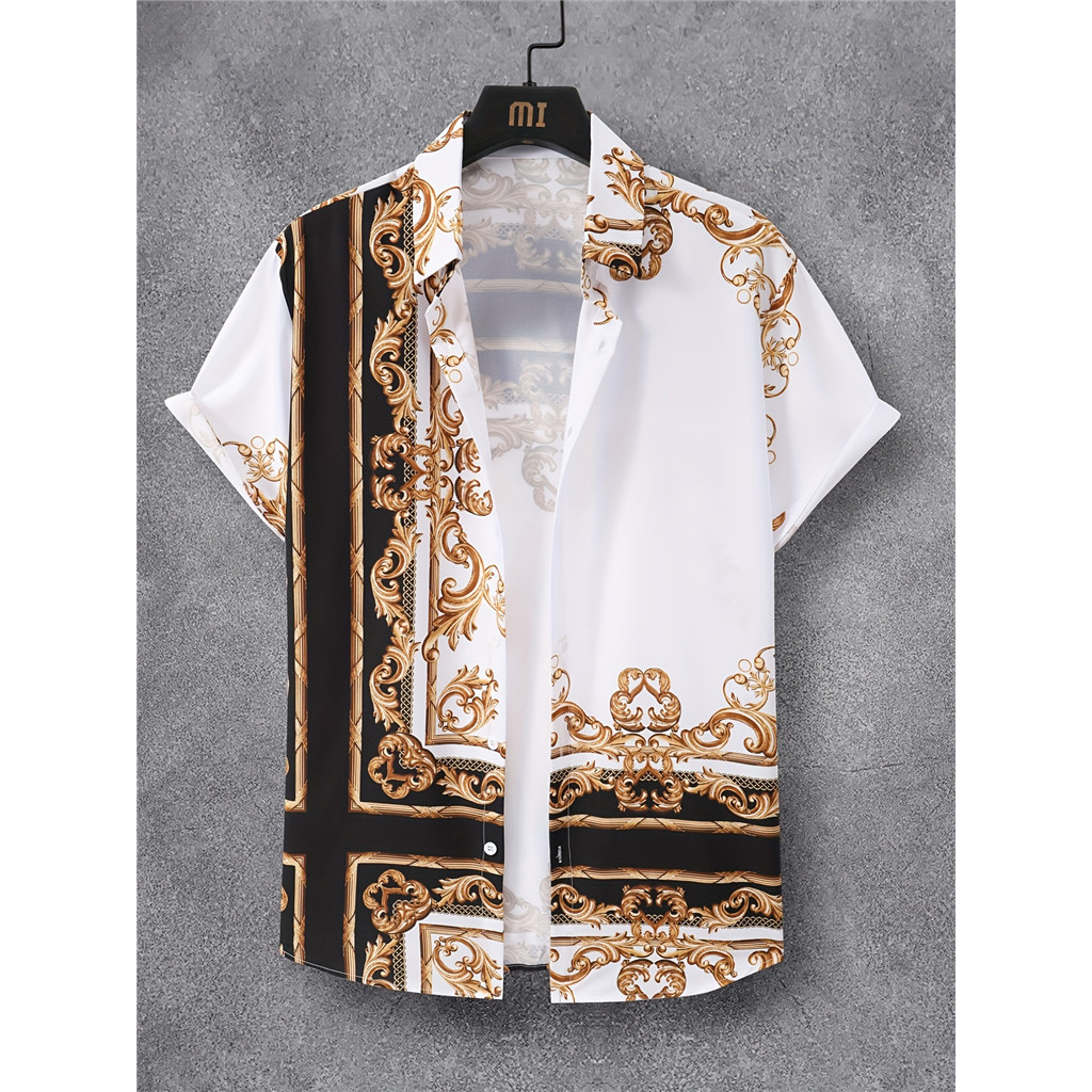 Vários Estilos Barrocos Desaparecimento Padrão Impressão Masculina Casual Camisa De Manga Curta , Para Resort De Férias 
