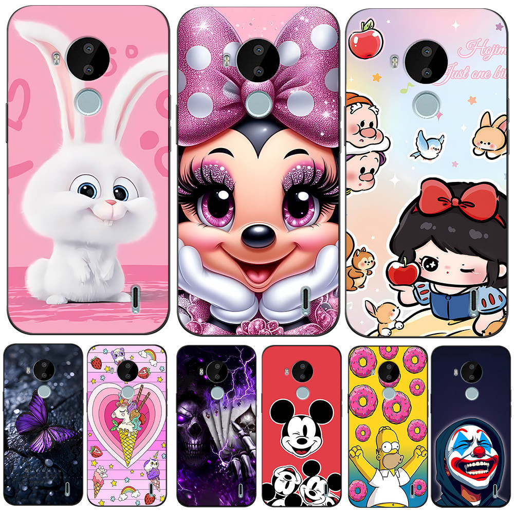 Caso Para nokia c30 Telefone Capa Traseira Silicone Macio Preto Tpu Rosa Engraçado Bonito Dos Desenhos Animados Unicórni em Oferta na Shopee