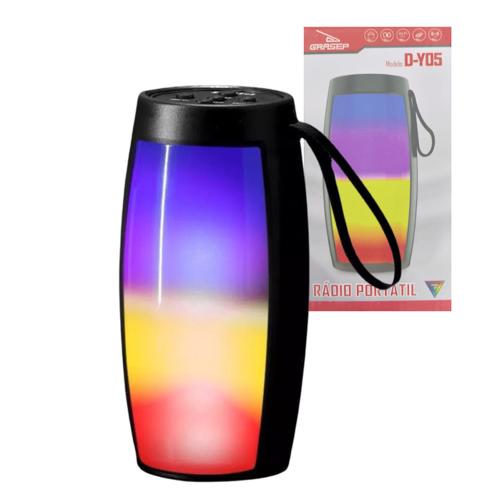 Caixa Bluetooth 5W Portátil com Luzes RGB Grasep