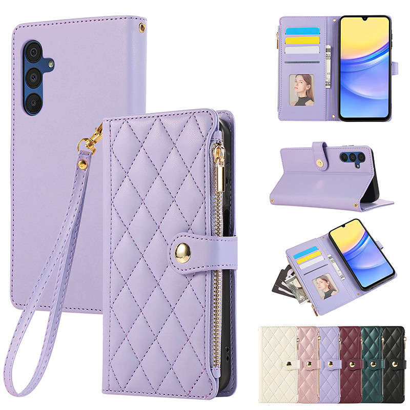 Capa Para Samsung Galaxy A36 A56 A06 A16 A26 A55 A35 A15 A25 A54 A34 A24 A23 A53 A33 5G 4G Luxo Em Relevo Com Zíper Cart