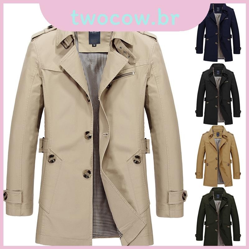 Jaqueta Versátil Masculina De Inverno Midlong , Sobretudo Casual Elegante Com Mangas Compridas E Ajuste Fino