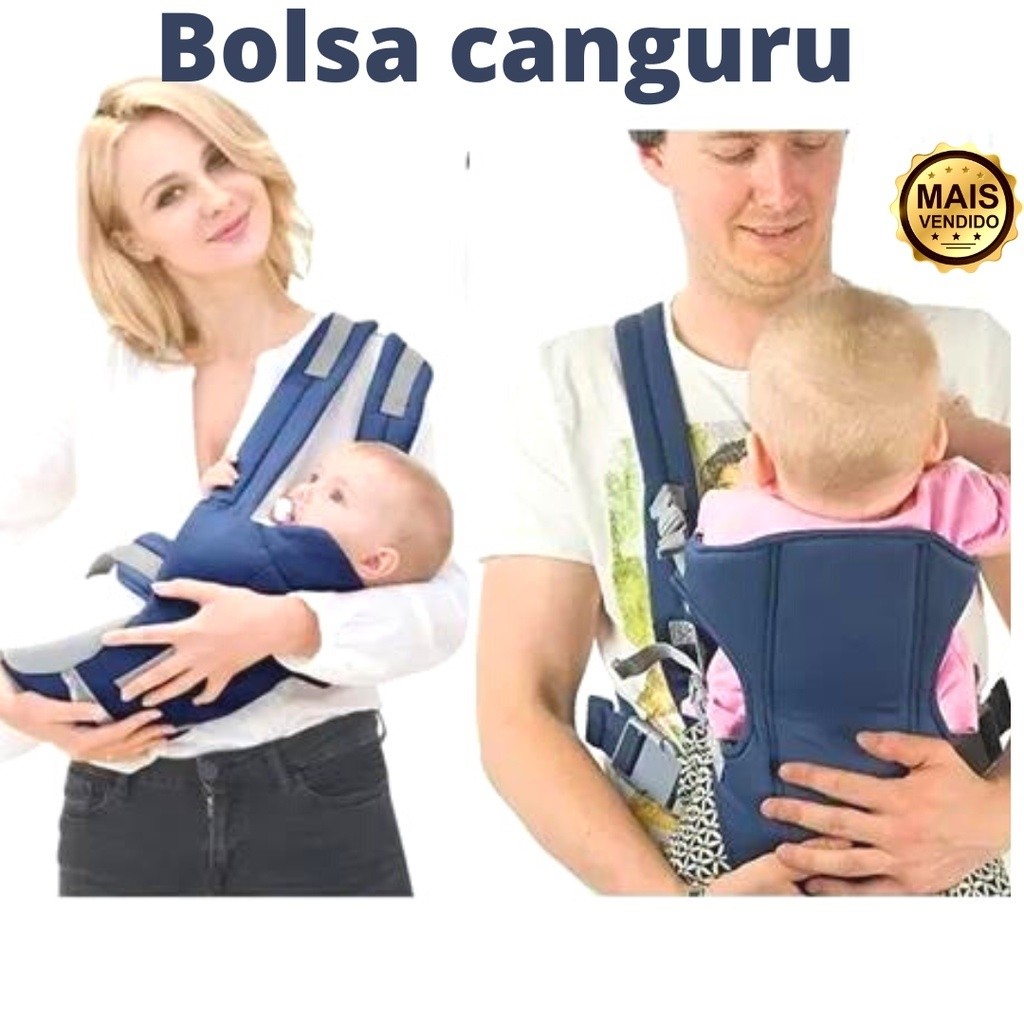 Suporte Baby Bolsa Canguru Ergonômico Bebê Azul Mamãe 3 Em 1