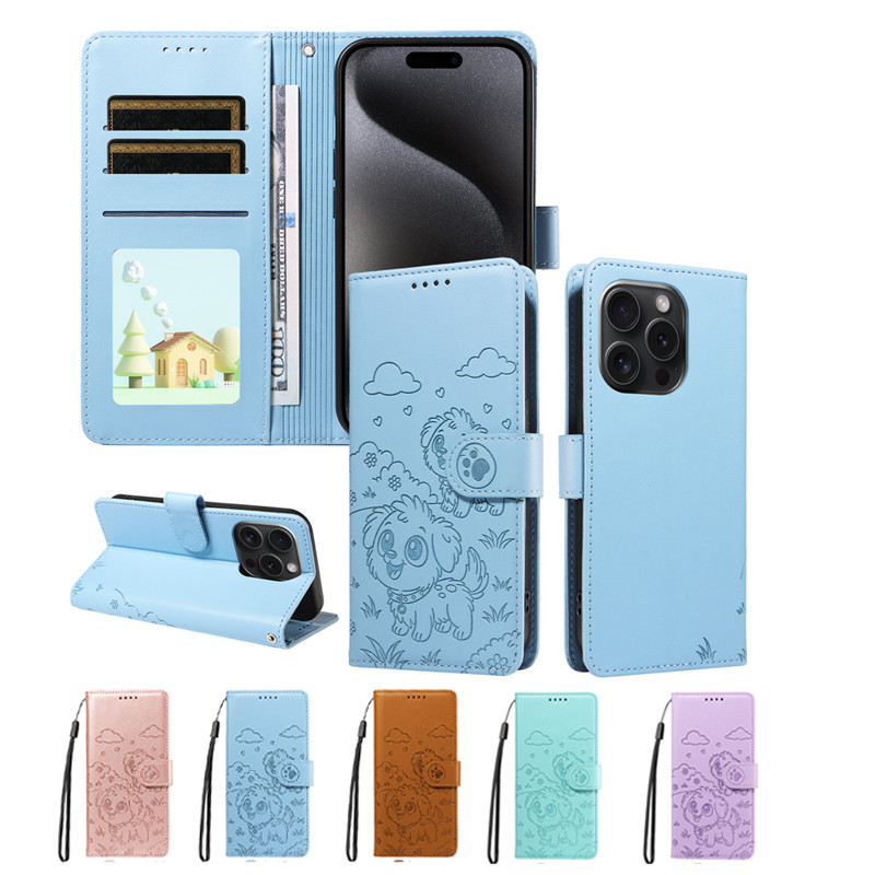  Capa Para Samsung Galaxy A27 A17 A57 A27 A08 A18 A07 A56 A36 A26 A06 A16 A37 5G 4G Carteira De Couro Moda Bonito Cão D