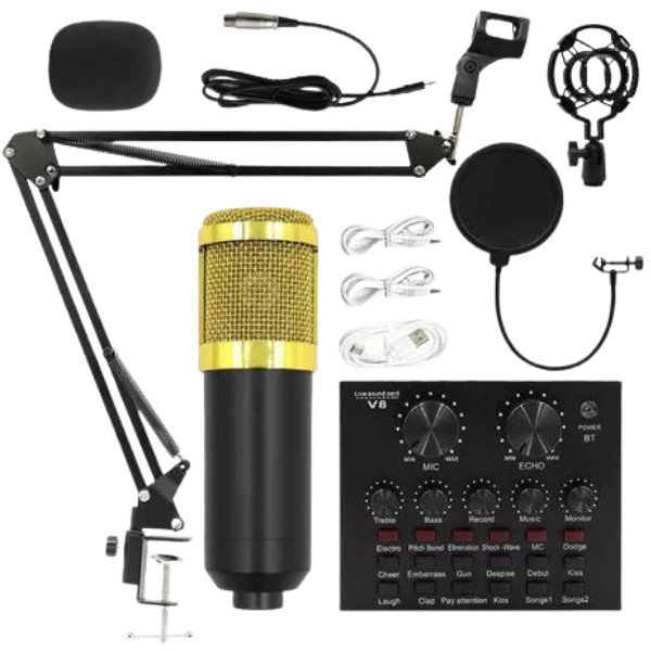 Kit youtuber podcast Com Microfone Condensador Braço Articul