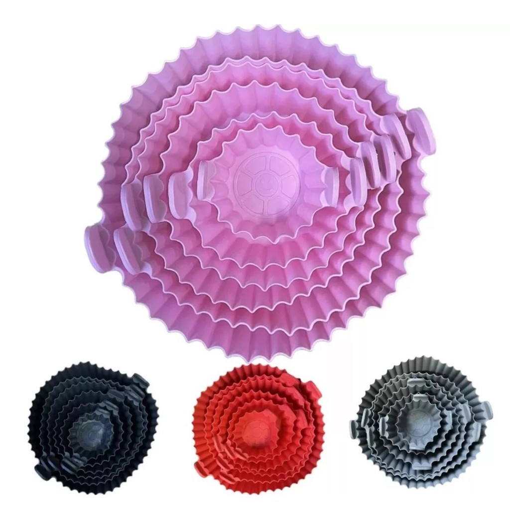 Kit 6 Formas de Silicone Para Air fryer Tamanho variados Reutilizável Protetor Assadeira Com Alça