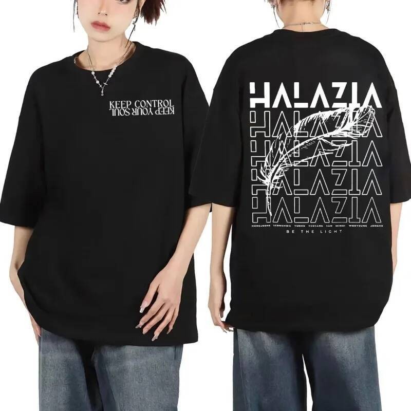 Camiseta Gráfica Dupla Face ATEEZ Kpop para Homens e Mulheres Moda Hip Hop Camiseta de Manga Curta Casual Confortável So