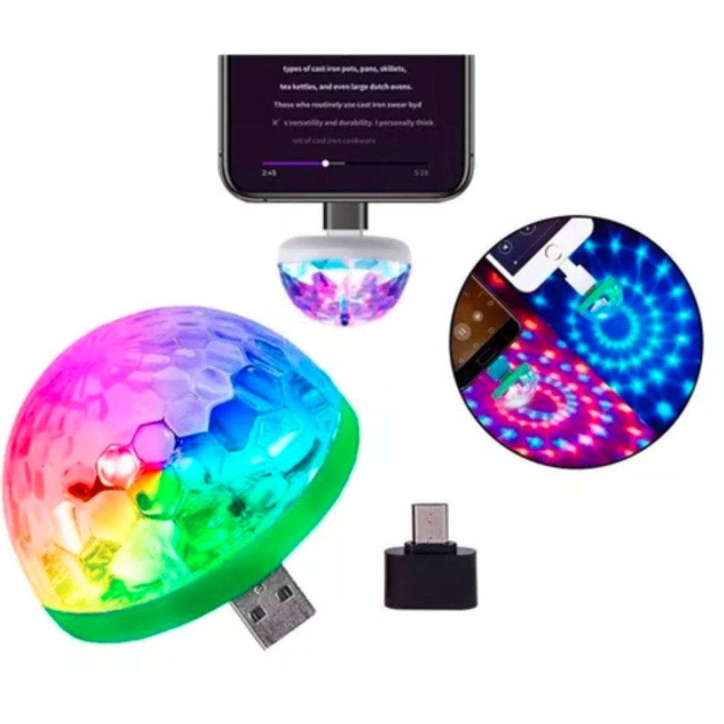 Globinho De Luz Lampada Led Rgb Festa Usb Para Celular Led