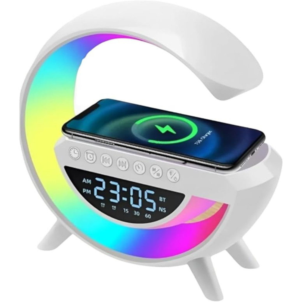 G Speaker Luminária com Relógio e Carregador Indução BM-F946-B