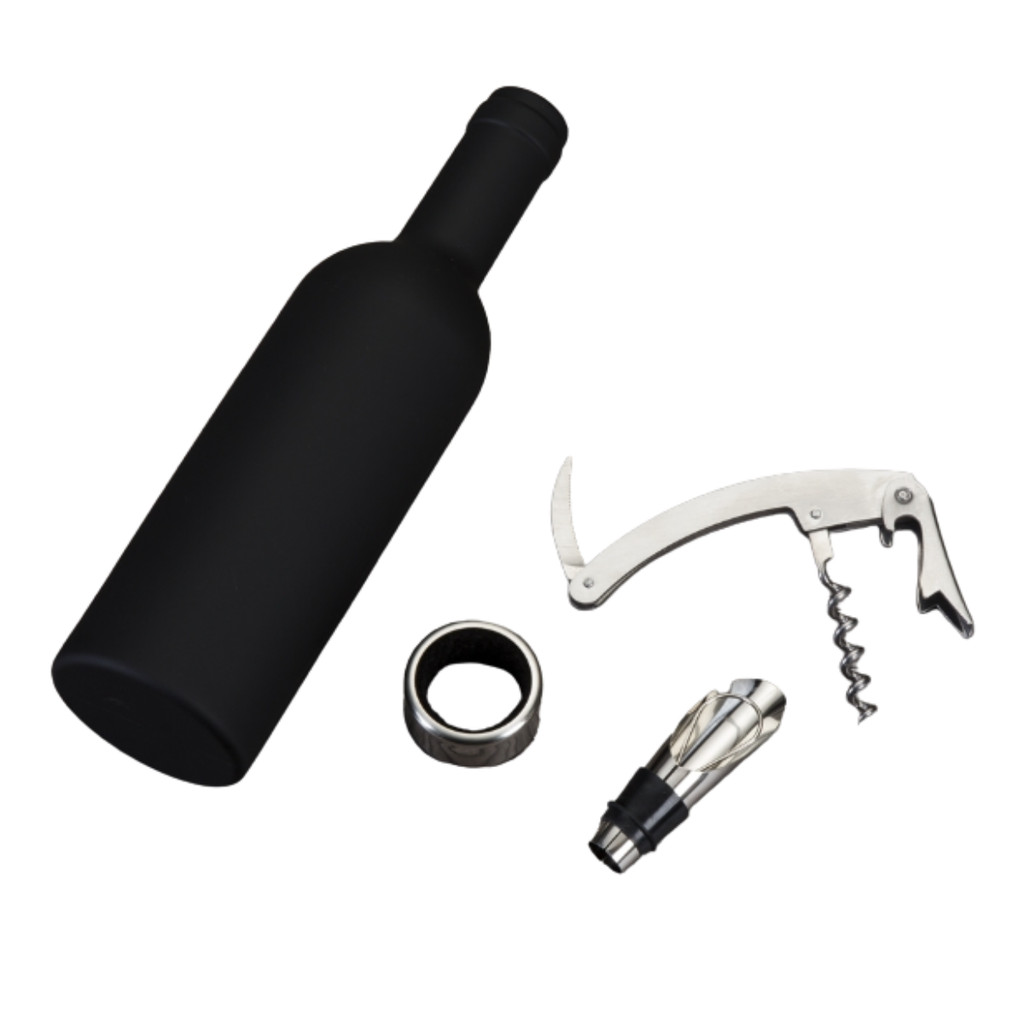 Kit Vinho em Forma de Garrafa com 3 Peças – Presente Sofisticado e Funcional
