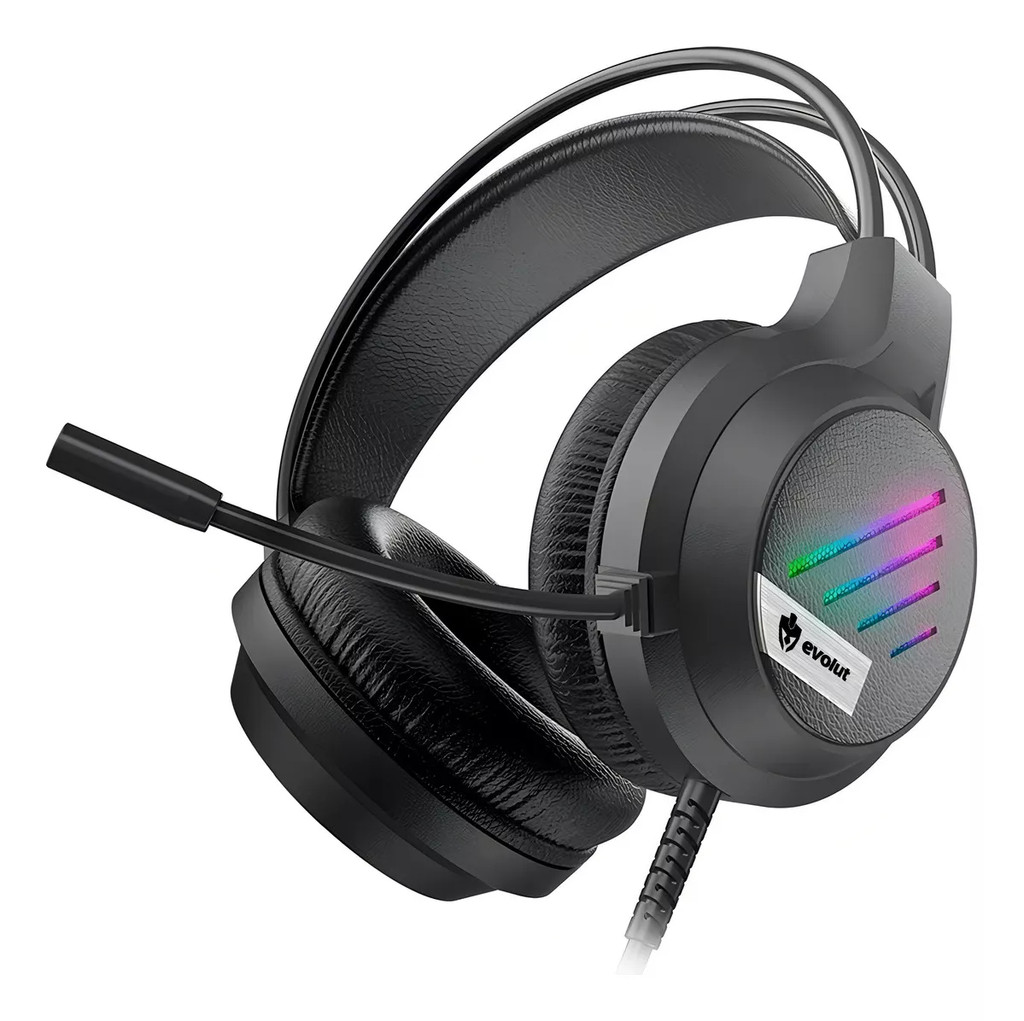 FONE HEADSET GAMER EVOLUT Lesh EG-306 RGB Rainbow - Preto