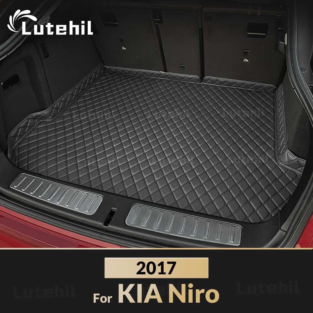 Tapete De Porta-Malas De Carro Com Design Inferior Antiderrapante Para KIA Niro 2017 (Edição Final) Couro PU Resistente 