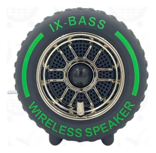 Caixa de Som Protátil Tws Bluetooth FM USB Formato de Roda  - VERDE