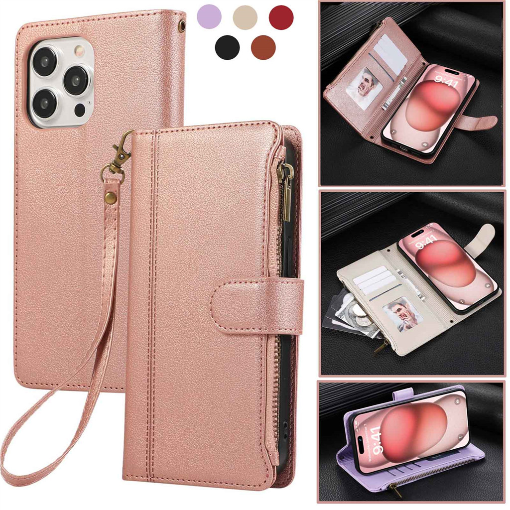 Capa De Telefone Com Zíper Para Samsung Galaxy A08 A07 A06 A18 A17 A16 A15 A14 A27 A57 A37 A56 A36 A26 A54 A55 Feminina 