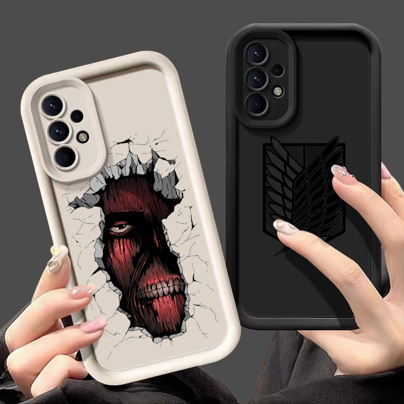 Capa Para Samsung Galaxy A55 A35 A53 A54 5G A52 A73 A32 A34 Macia A25 A21S A23 A13 A14 A15 A06 De Proteção Câmera Anime Japonês Allen Attack On Titan
