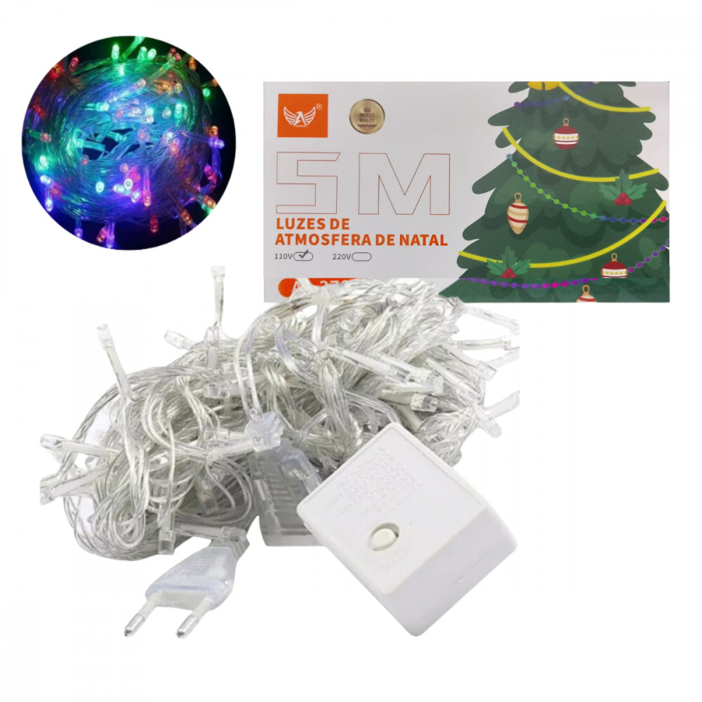 Pisca Pisca Luzes de NATAL LED Colorido 5 Metros Fio Transparente Altomex AL-3705 110V