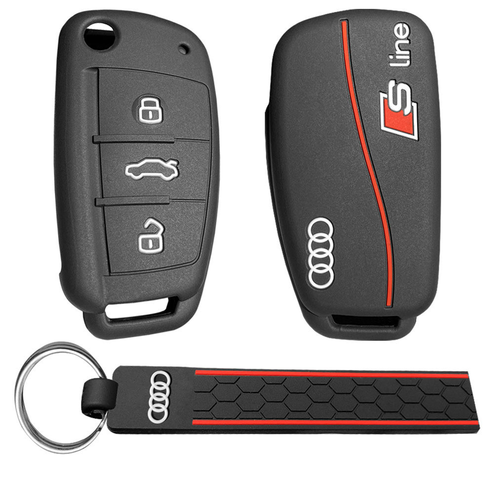 Para Audi Sline A1 A3 8P A4 A5 A6 C7 A7 S3 S7 S8 R8 Q2 Q3 Q5 Q7 Q8 SQ5 TT RS3 RS6 Acessórios Remotos De Silicone Capa Chave De Carro