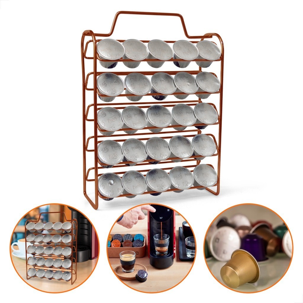Organizador Suporte Capsula Cápsula Café 50 unidades Nespresso Cor Cobre