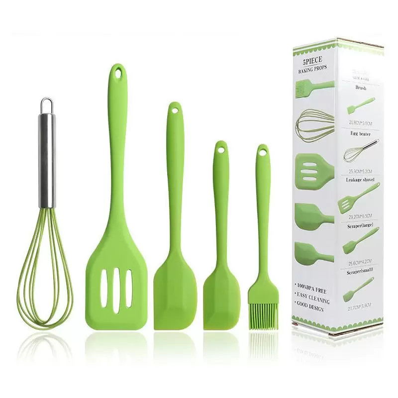 Conjunto de utensílios de cozinha de silicone 5 peças pá batedor de ovos pá antiaderente  conjunto de utensílios de cozinha com utensílios de cozinha