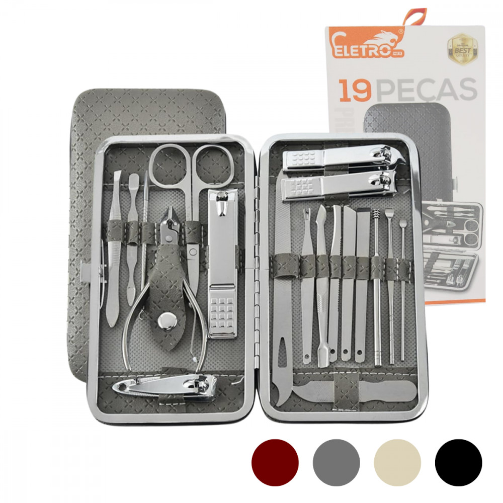 Kit Manicure 19 em 1 Aço Inoxidável - Eletromex EL-1555