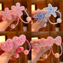 2 Peças Bonito Cristal Açúcar Azul Estrela Do Mar Crianças Elásticos Faixas De Cabelo Meninas Acessórios Para O