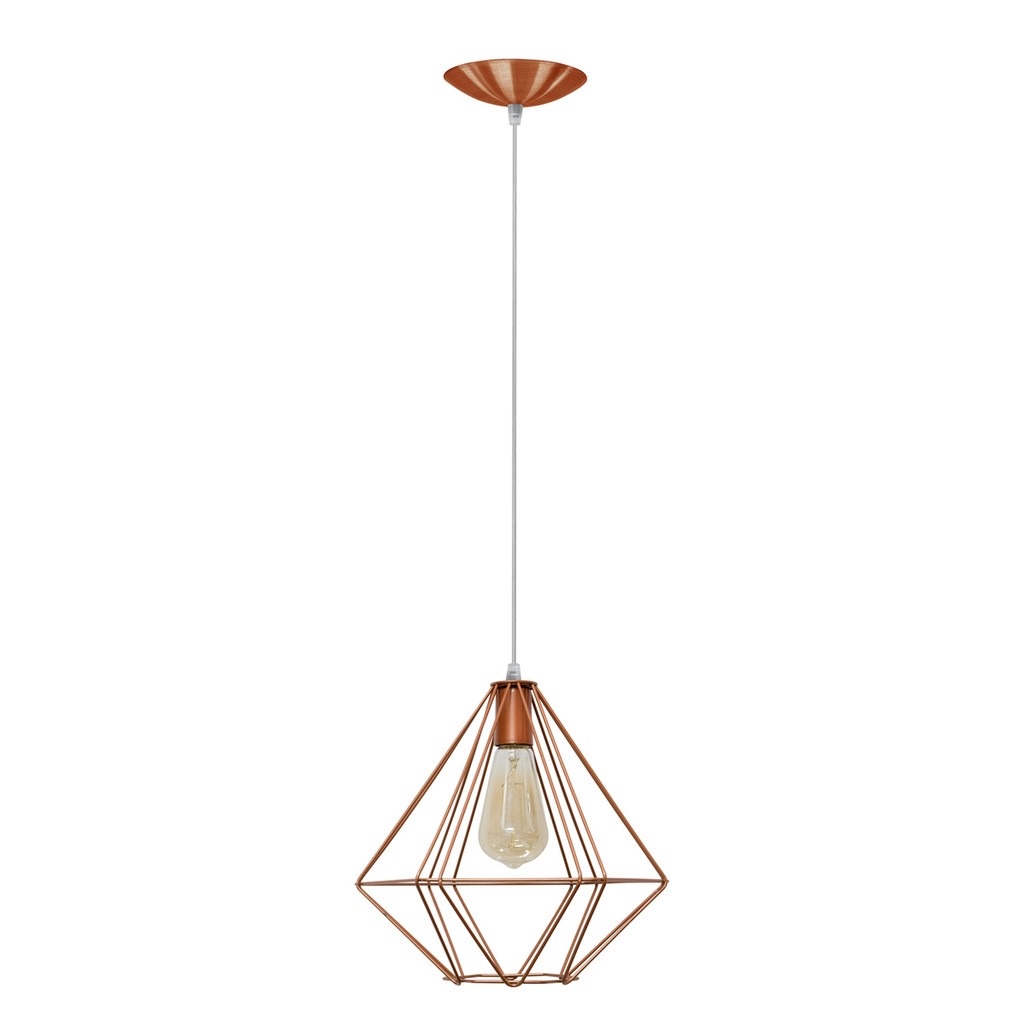 Lustre Pendente Aramado Diamante Cobre Grande na Canopla Red