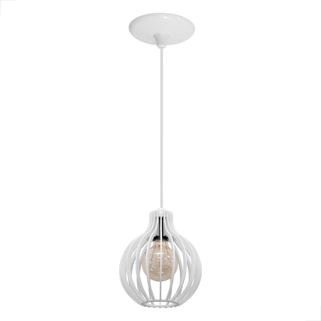 Lustre Pendente Balli Canopla Redonda Branco PVC 110/220