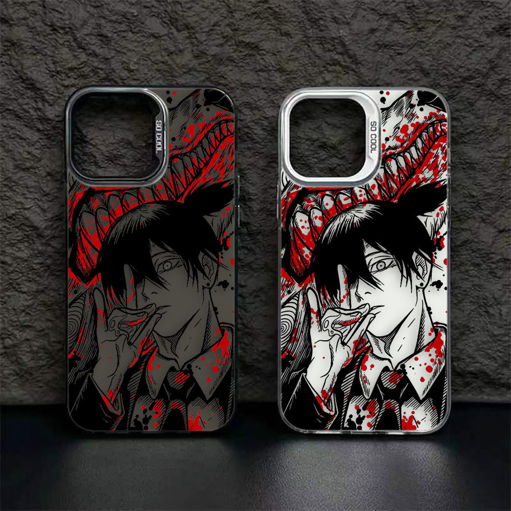 C-ChainSaw Man Tinta Para Homem E Lavagem De Grande Furo Telefone A Laser Capa Samsung A73 A72 A71 A55 A54 A53 A52 A51 A50 S30 S24 S23 S21 S20 S20 FE S22 Nota20 J7PRIME ULTRA PLUS