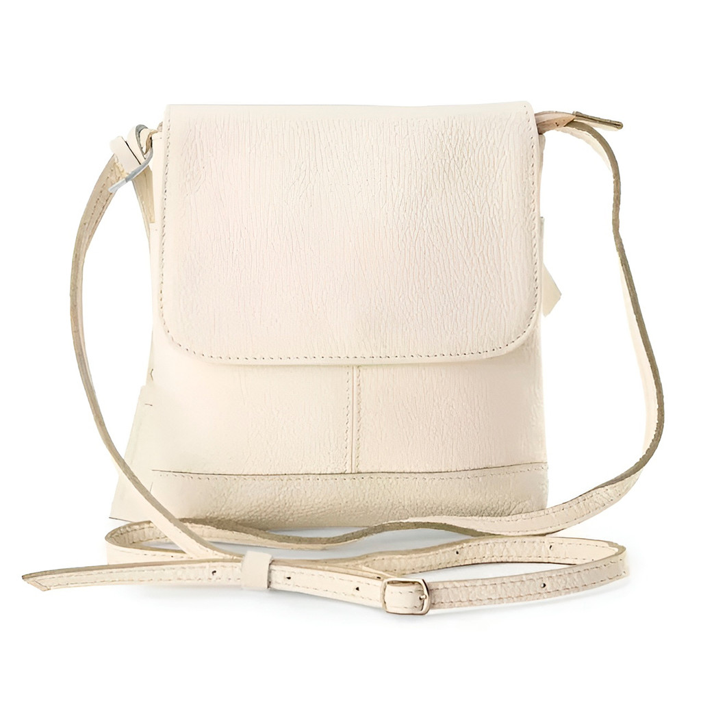 Bolsa de Couro Legítimo Transversal Tiracolo Modelo Jô Modelo:Off-white