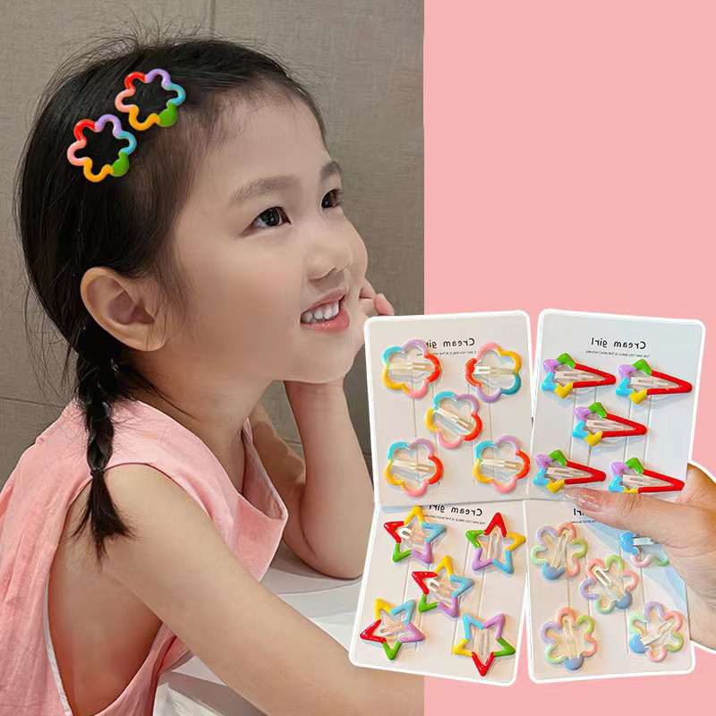 5PCS Novo Lovely Candy Colored Flower BB Clip Girls Hairpins Acessórios Para Cabelo Infantil