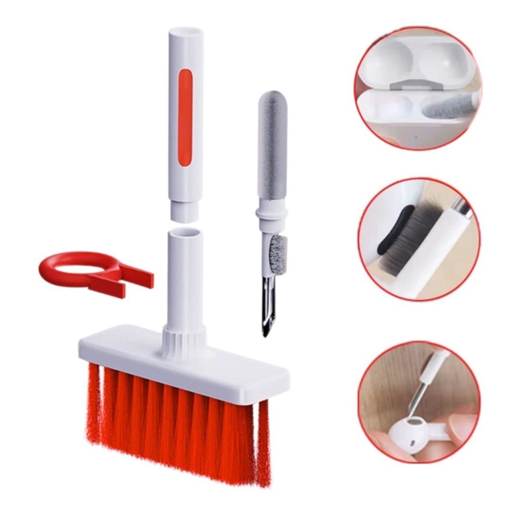 Escova 5 em 1 Multiuso - Kit Limpeza Profunda para Teclados e Fones de Ouvido