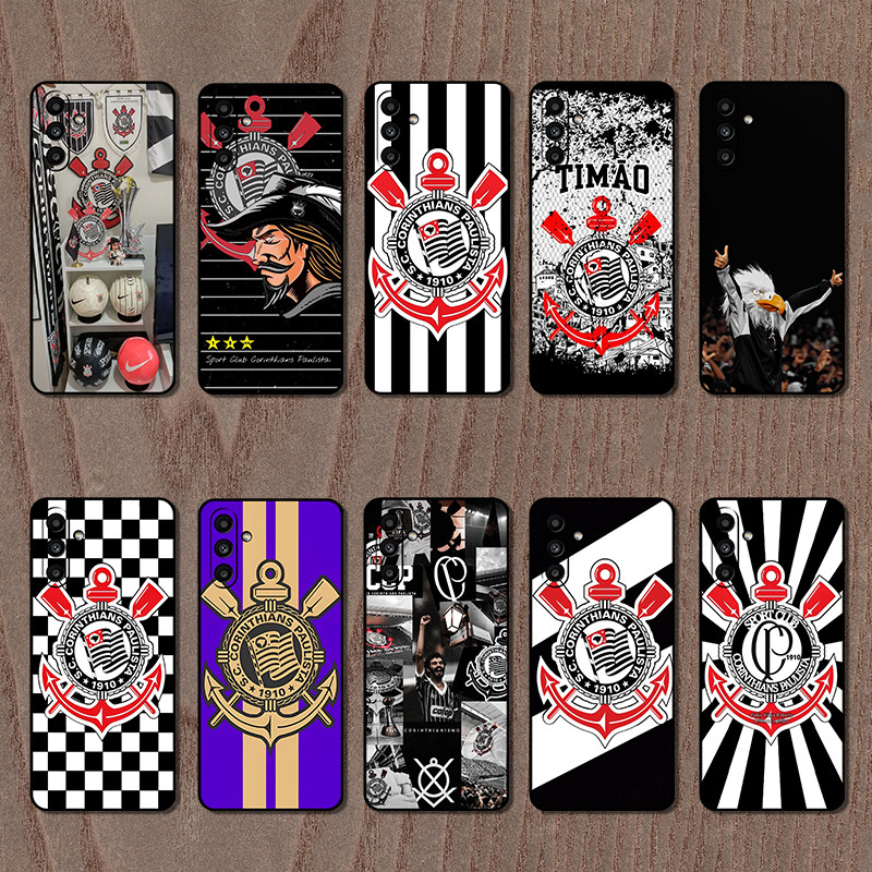 Moda Macio Preto Caso De Telefone Para Samsung Galaxy A04S A05S A24 A34 A54 A14 A15 A13 Esporte Clube corinthians paulista Capa