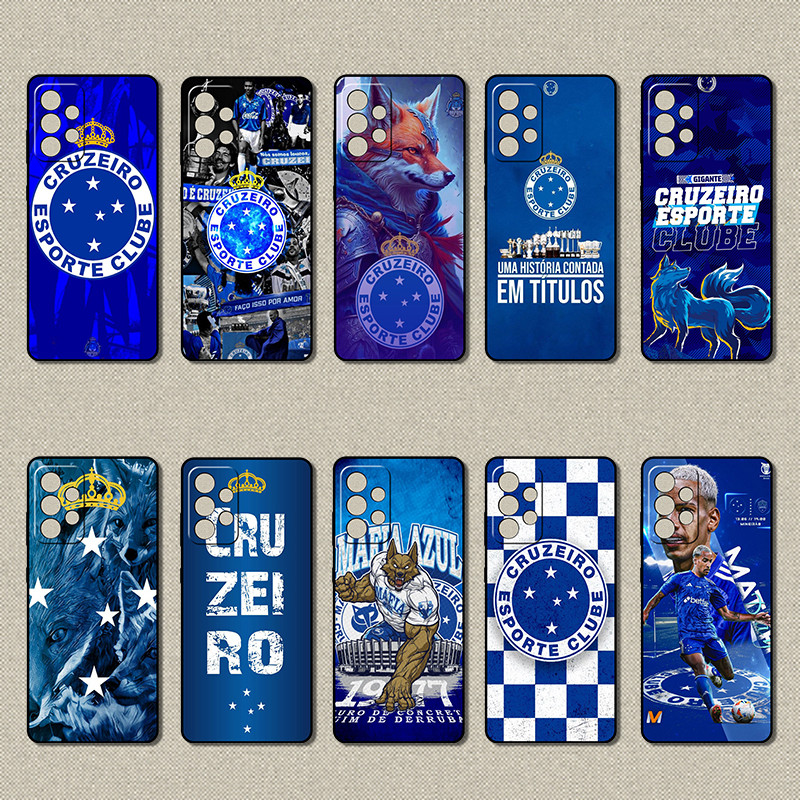 Moda Macio Preto Caso De Telefone Para Samsung Galaxy A52 A52S A23 5G A13 4G A33 A53 A72 A73 A32 Cruzeiro Esporte Clube Capa