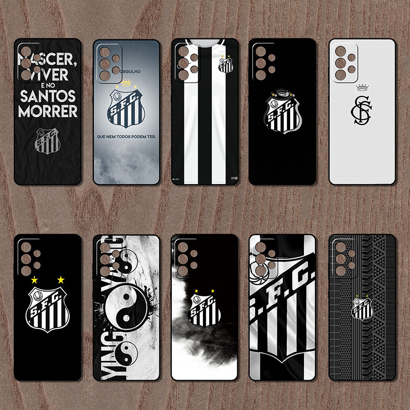 Moda Macio Preto Caso De Telefone Para Samsung Galaxy A52 A52S A23 5G A13 4G A33 A53 A72 A73 A32 santos fc Capa