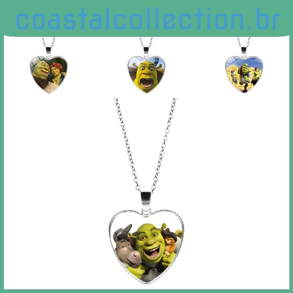 Colar De Cristal Versátil Heart Shrek Para Mulheres Elegante Cruz De Corrente De Liga